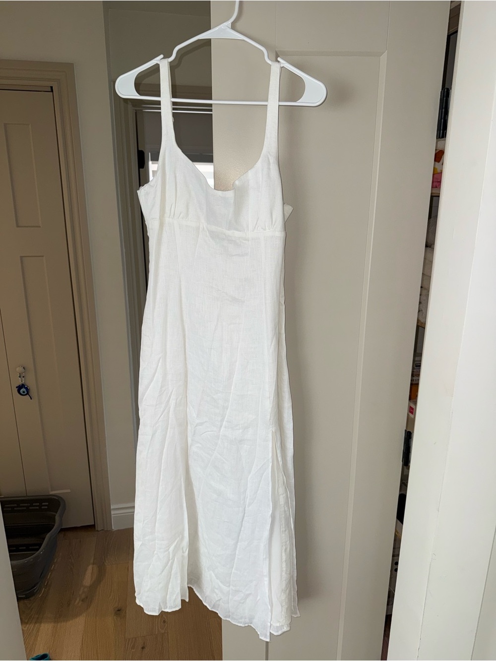 Zara White Linen Sundress with Spaghetti Straps